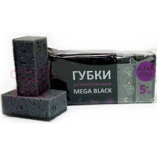 Губка для посуды МЕГА  BLACK черные 10*6,5*4см. 5шт/уп, 15шт/кор.